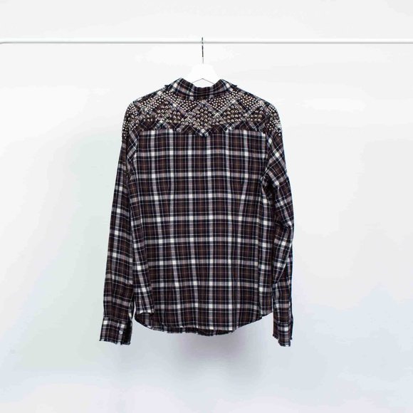 Haute Hippie Plaid Shirt with Studs - Picture 2 of 3